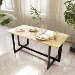 Quantum 4 Seater Dining Table in Solid Wood for Home & Restaurant by HomeTriQ.