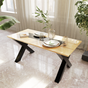 Halowin 4 Seater Dining Table in Solid Wood for Home & Restaurant by HomeTriQ.