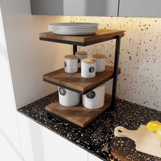 Shelfy Kitchen Stand in Walnut Color - Image 2