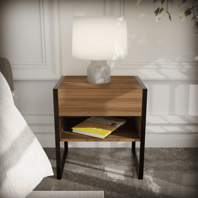 Barksy Side Table in Beige Color