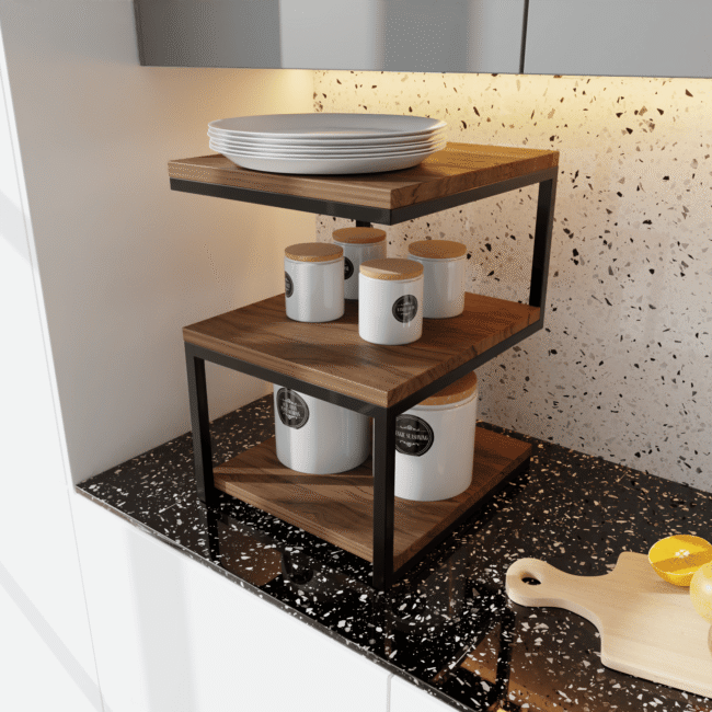 Griddle Kitchen Stand in Walnut Color - Image 2