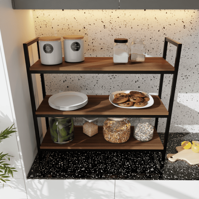 Tucksy Kitchen Stand in Walnut Color
