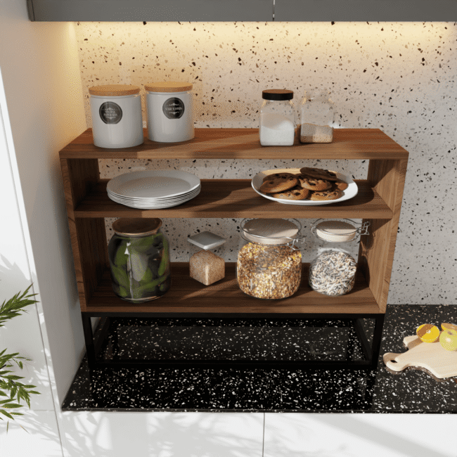 Cabbee Kitchen Stand in Walnut Color